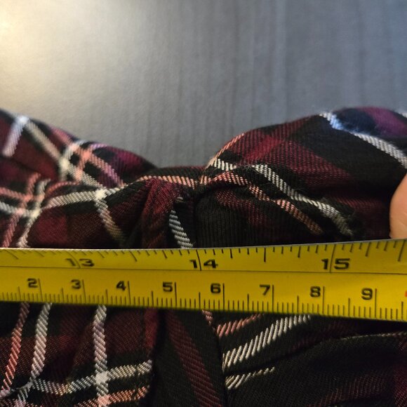 Black plaid flannel shirt with frills L (8-10) - Picture 5 of 8